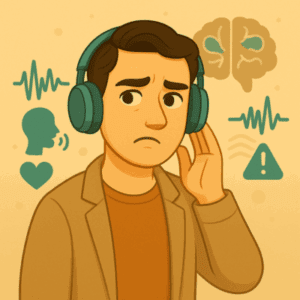 illustration d'un apprenant qui est perturbé par une voix IA