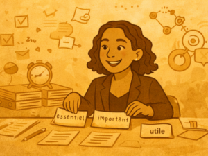 Formatrice trie les contenus pédagogiques selon leur importance : essentiel, important, utile