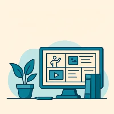 Illustration principale représentant l’univers des Plumes Fantastiques : bureau de formation avec écran affichant un storyboard pédagogique, outils ludiques et ambiance créative, en lien avec les formations et l’ingénierie pédagogique pour entreprendre.